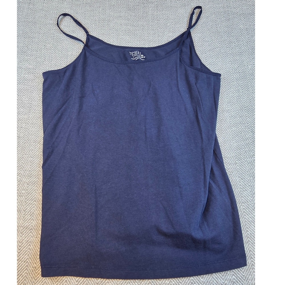Time and Tru Navy Blue Cami Spaghetti Strap Scoop Neck Tank Top XL 16-18